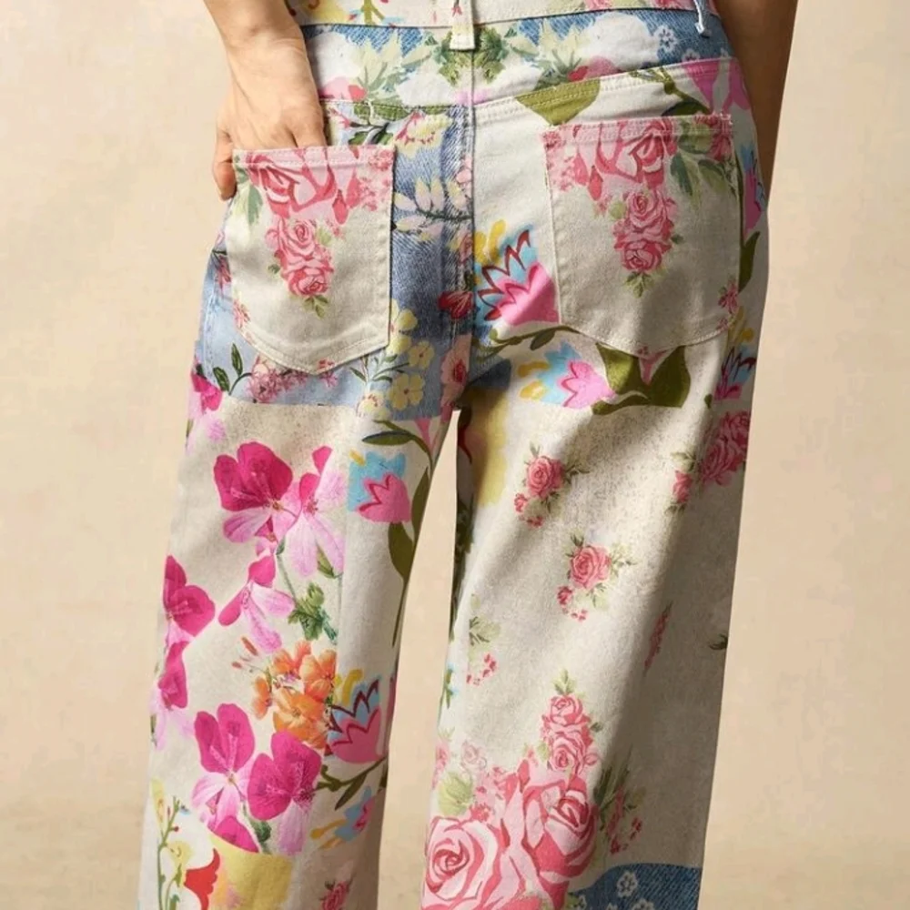 Floral Bohemian Denim Patchwork Jeans Hippie Boho New 2026 Design - Picture 3 of 4